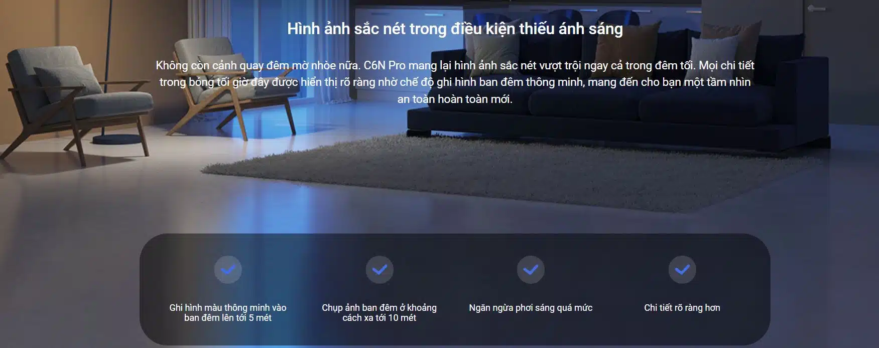 Camera WiFi EZVIZ C6N Pro - 2K, Gọi Bằng Nút Cảm Ứng, Xoay 360 Độ, Màu Ban Đêm