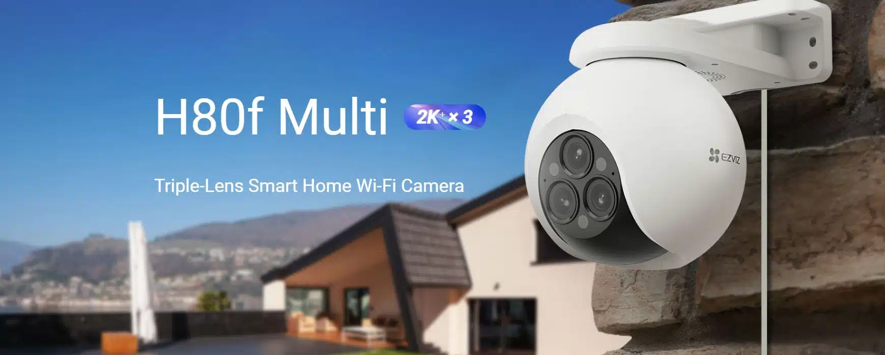 Camera WiFi Ngoài Trời EZVIZ H80F Multi 2K+ - 3 Ống Kính 4MP, Zoom 12X, Có Màu Ban Đêm