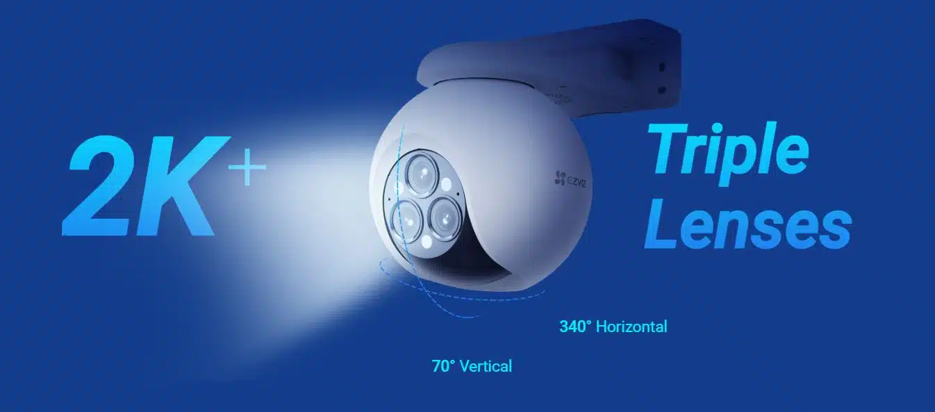 Camera WiFi Ngoài Trời EZVIZ H80F Multi 2K+ - 3 Ống Kính 4MP, Zoom 12X, Có Màu Ban Đêm