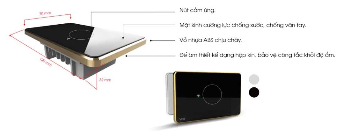 Công Tắc Thông Minh WiFi Rạng Đông CTCU.WF CN.01T.2W.SP - 3000W