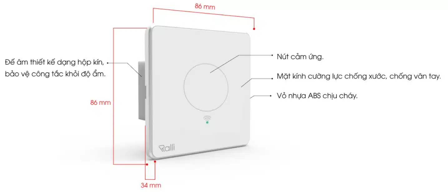 Công Tắc WiFi Rạng Đông CTCU.WF V.01T - 1 Kênh, Công Suất 3000W