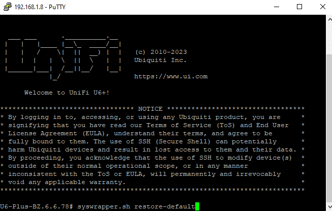 Điền lệnh vào SSH để reset