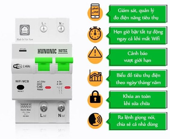 Aptomat Đo Năng Lượng Hunonic Notec