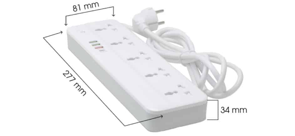 Ổ Cắm WiFi Rạng Đông OC09.WF.USB 5C/10A - Dạng 5 Ổ Ghim, Cổng Sạc USB