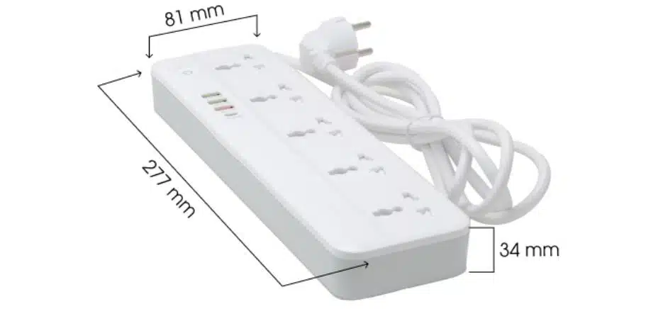 Ổ Cắm WiFi Rạng Đông OC09.WF.USB 5C/10A - Dạng 5 Ổ Ghim, Cổng Sạc USB