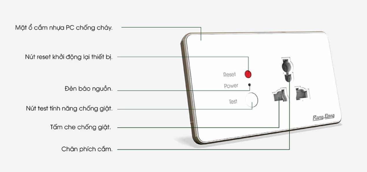 Rạng Đông OCAT01 1C/16A - Ổ Cắm Âm Tường Chống Giật 