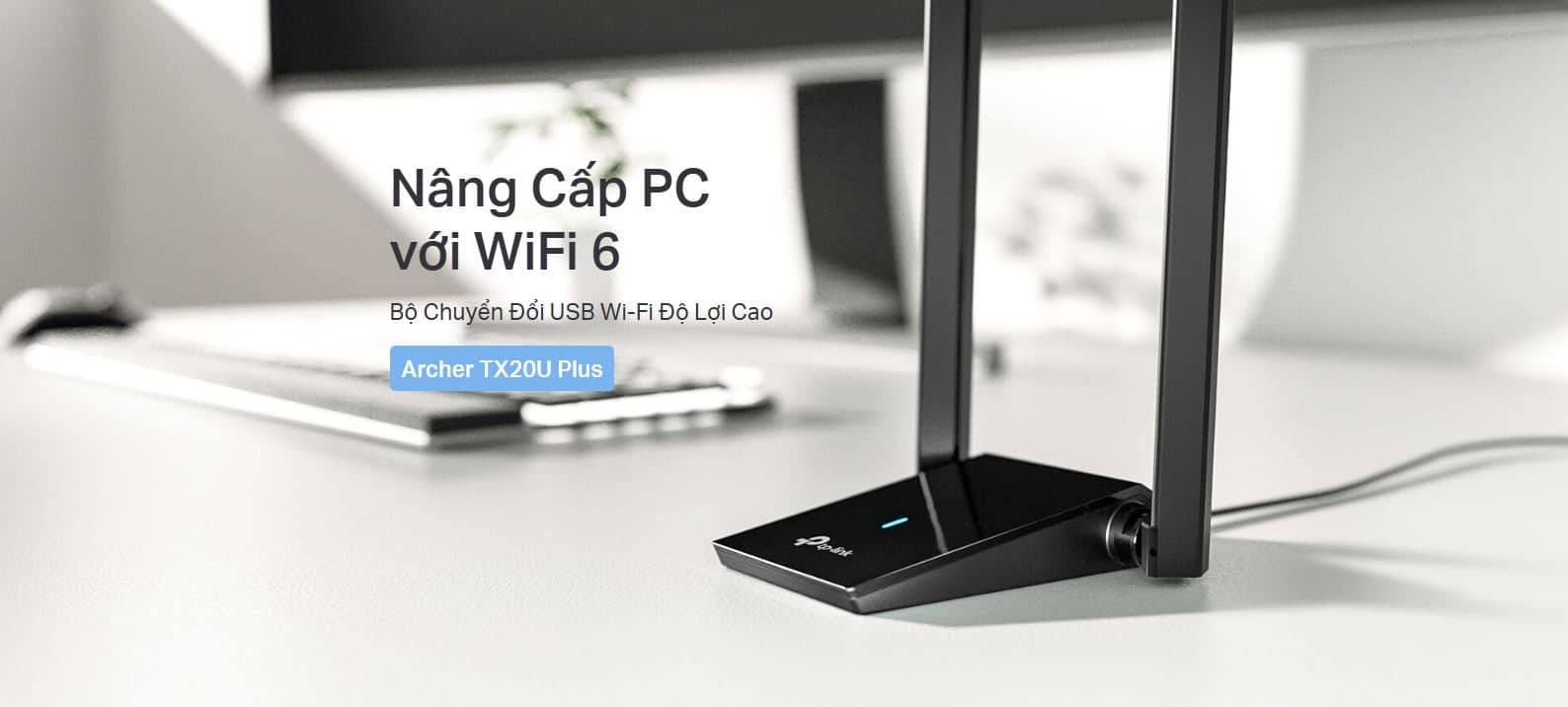 Card mạng USB WiFi TP-Link Archer TX20U Plus - WiFi 6, Băng tần kép AX1800