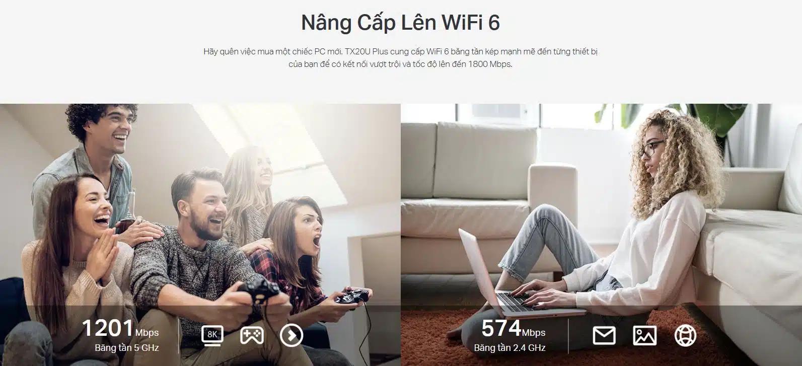 Card mạng USB WiFi TP-Link Archer TX20U Plus - WiFi 6, Băng tần kép AX1800