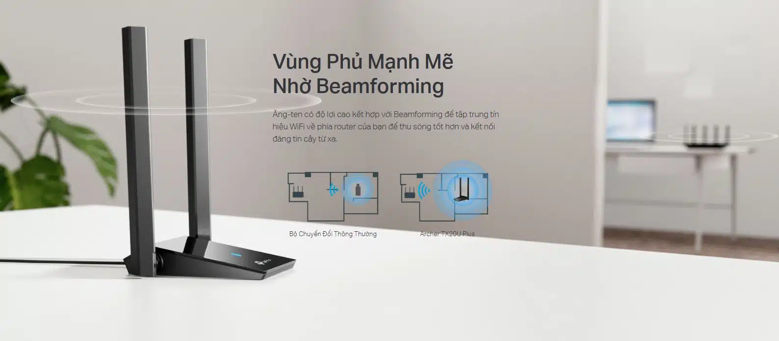 Card mạng USB WiFi TP-Link Archer TX20U Plus - WiFi 6, Băng tần kép AX1800