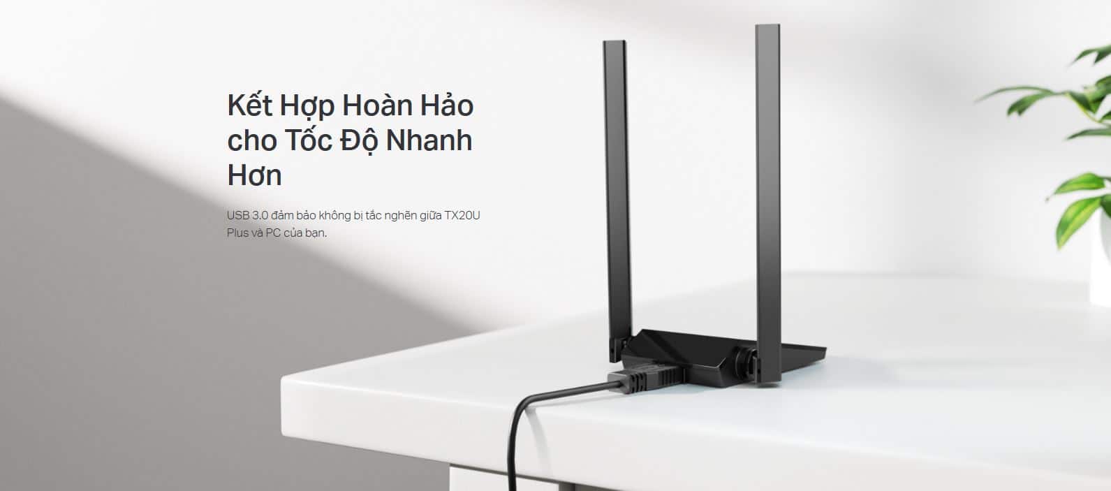 Card mạng USB WiFi TP-Link Archer TX20U Plus - WiFi 6, Băng tần kép AX1800