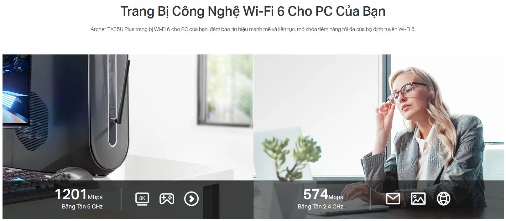 Card mạng USB WiFi TP-Link Archer TX35U Plus - WiFi 6, AX1800