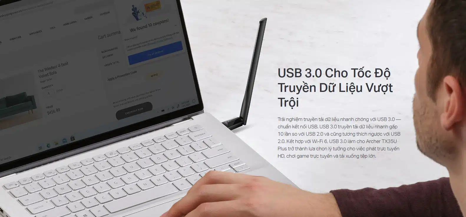 Card mạng USB WiFi TP-Link Archer TX35U Plus - WiFi 6, AX1800