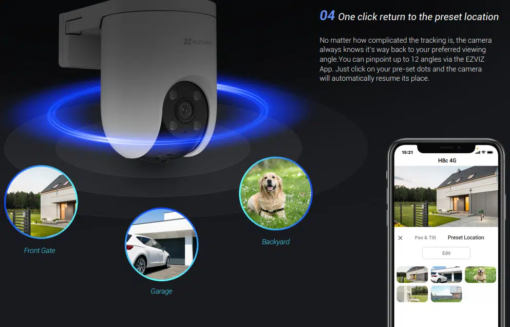 Nhanh chóng chuyển camera đến các vị trí quan trọng chỉ với một chạm
