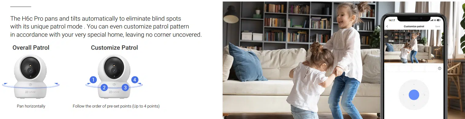 Bảo vệ 360° với khả năng tuần tra tùy chỉnh