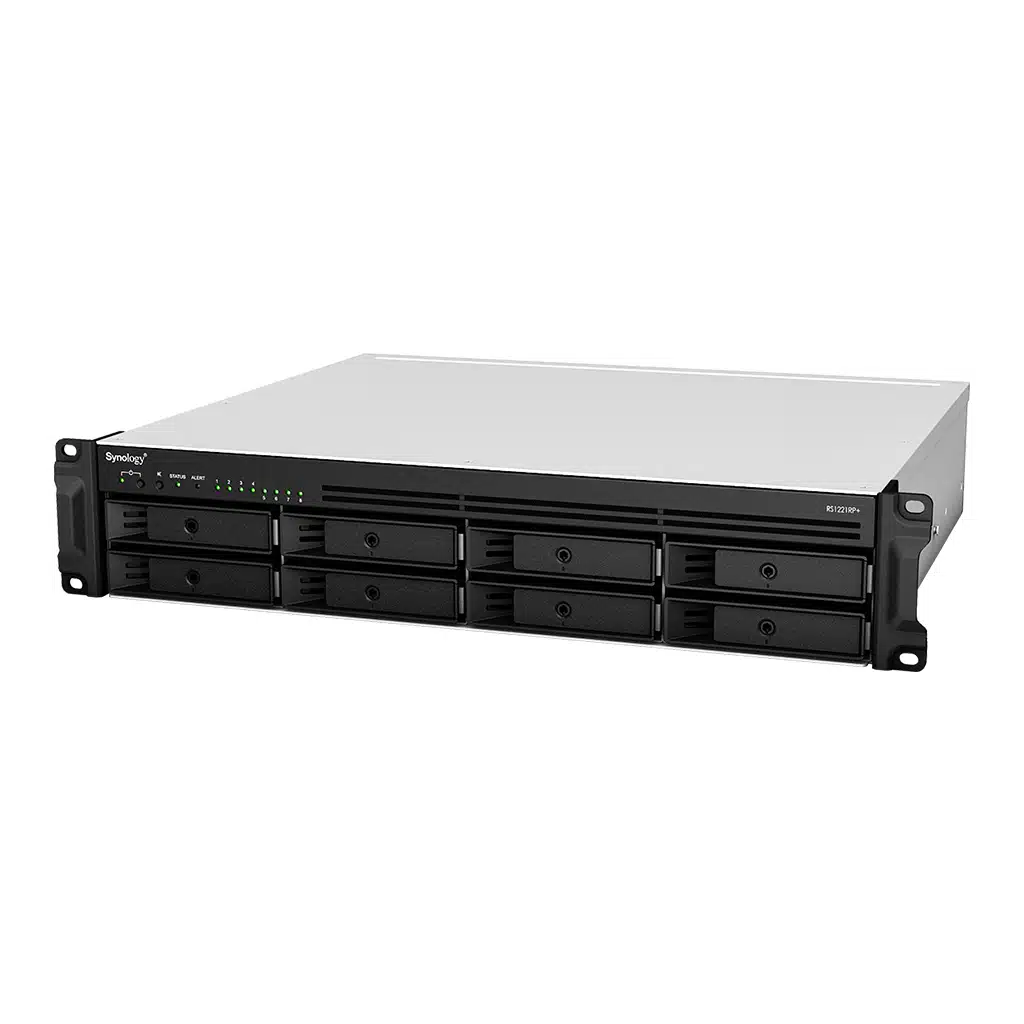 Thiết Bị Lưu Trữ NAS Synology RS1221+ – Thiết Bị Lưu Trữ Dữ Liệu 8 Khay Mở Rộng Đến 12 Ổ Cứng, RAM 4GB DDR4, Hỗ Trợ Nâng Cấp 32GB