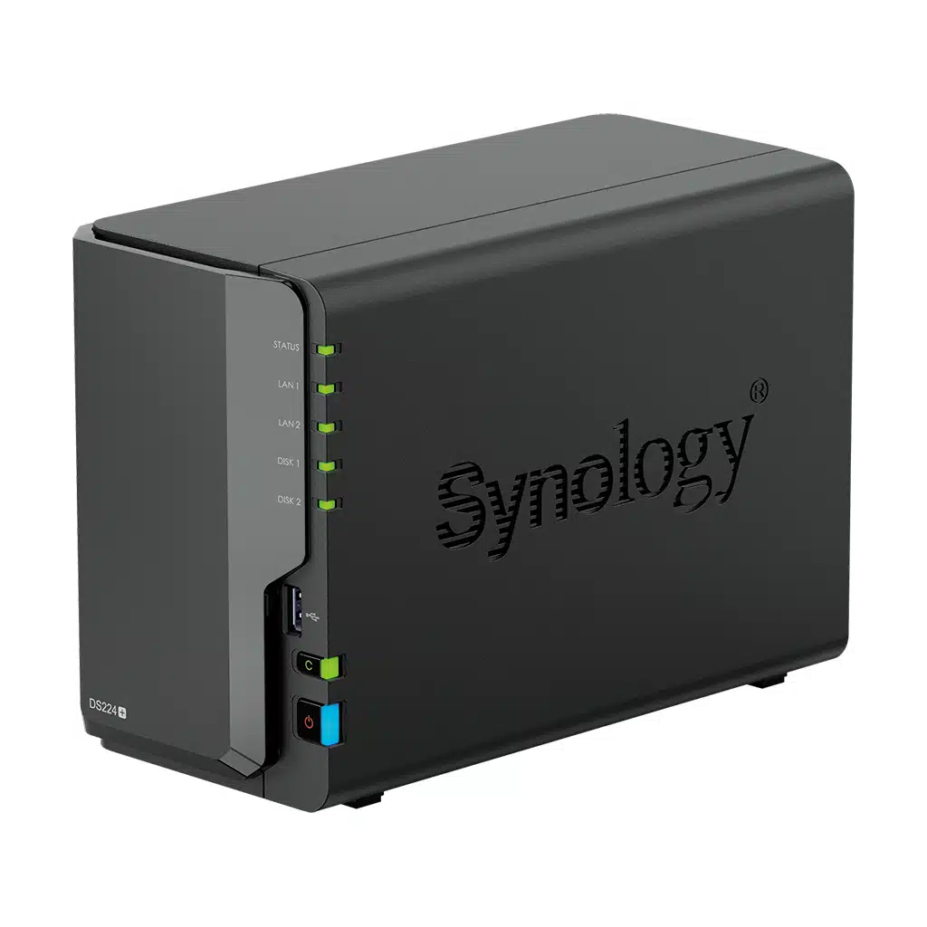 Thiết Bị Lưu Trữ NAS Synology DS224+ – Thiết Bị Lưu Trữ Dữ Liệu 2 Khay Ổ Cứng, RAM 2GB DDR4, Hỗ Trợ Nâng Cấp 6GB