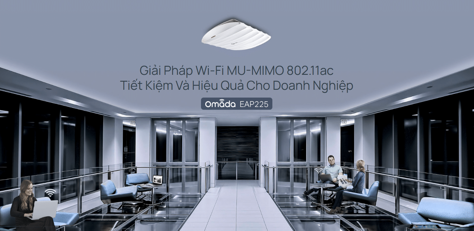 TP-Link Omada EAP225 là Access Point Wi-Fi gắn trần chuẩn AC1350 Wave 2