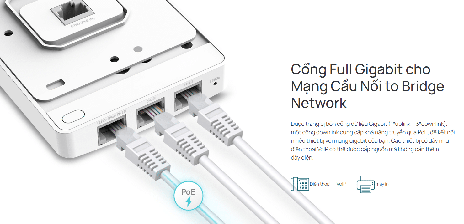Switch Gigabit Tích Hợp & PoE Passthrough Đa Năng