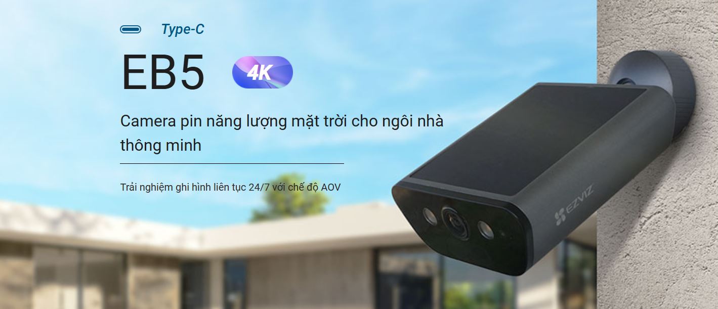 Camera EZVIZ EB5 4K – Camera Dùng Pin Sạc, Camera WiFi Ngoài Trời, Có Màu Ban Đêm