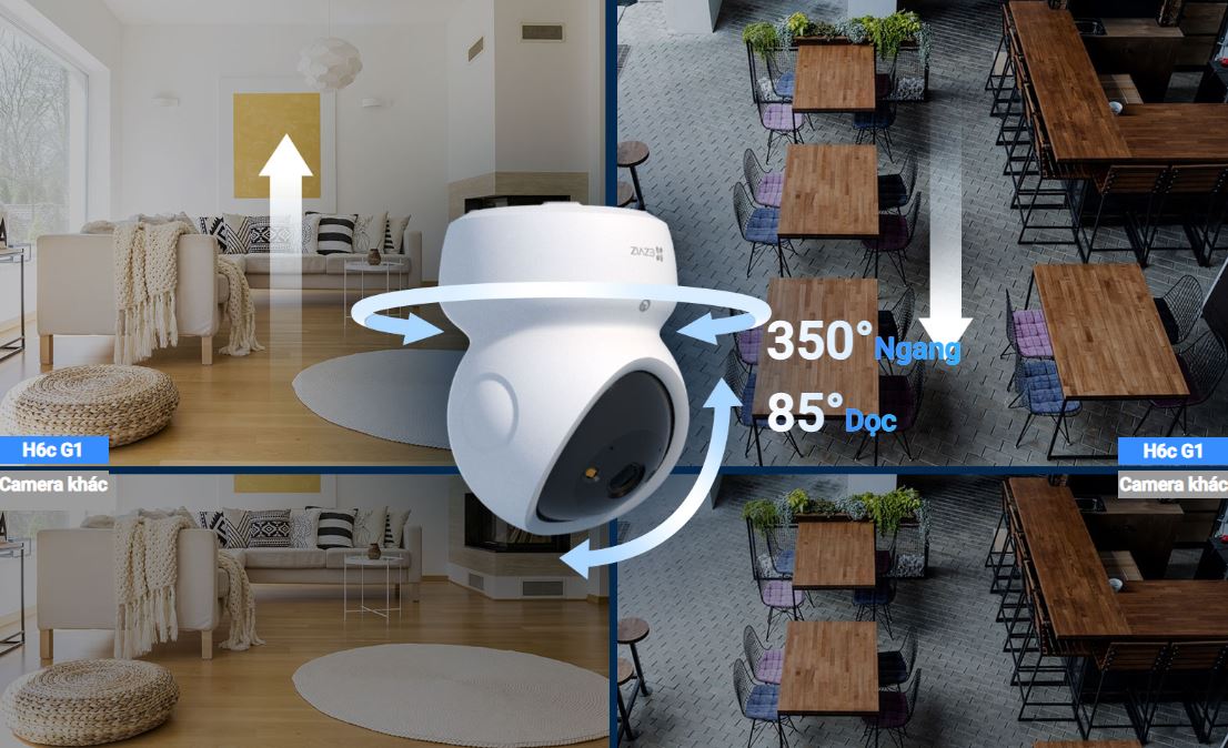 Camera EZVIZ H6C G1 4K – Camera WiFi 360, Có Màu Ban Đêm, Camera AI Phát Hiện Thông Minh