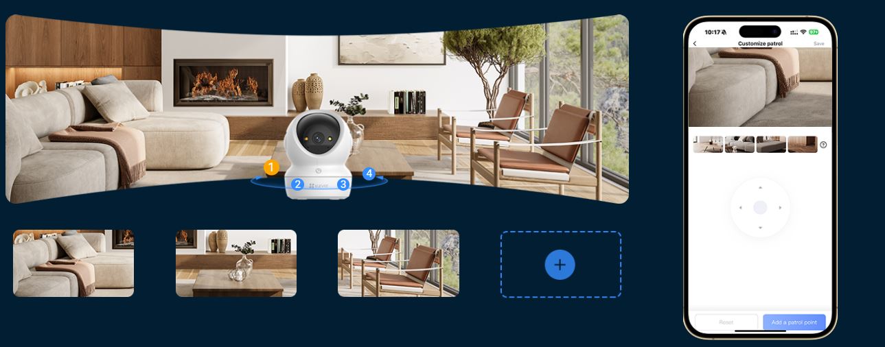 Camera EZVIZ H6C G1 4K – Camera WiFi 360, Có Màu Ban Đêm, Camera AI Phát Hiện Thông Minh