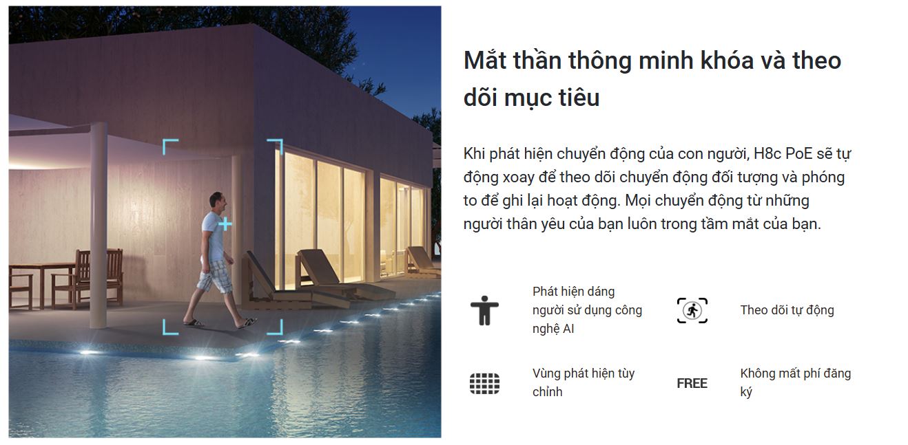 Camera EZVIZ H8c PoE 2K – Camera WiFi Ngoài Trời, Có Màu Ban Đêm