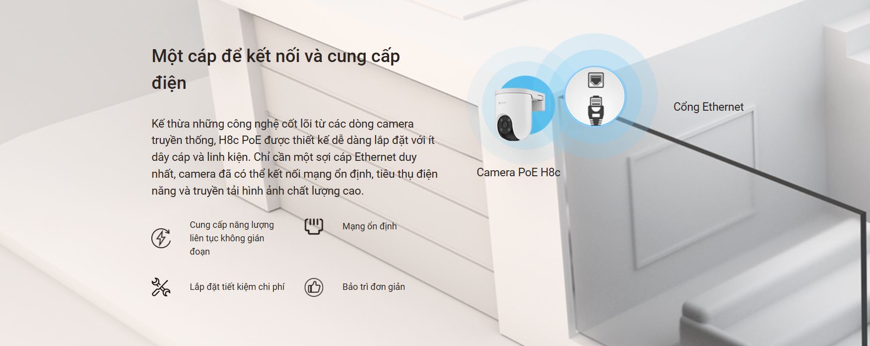 Camera EZVIZ H8c PoE 2K – Camera WiFi Ngoài Trời, Có Màu Ban Đêm