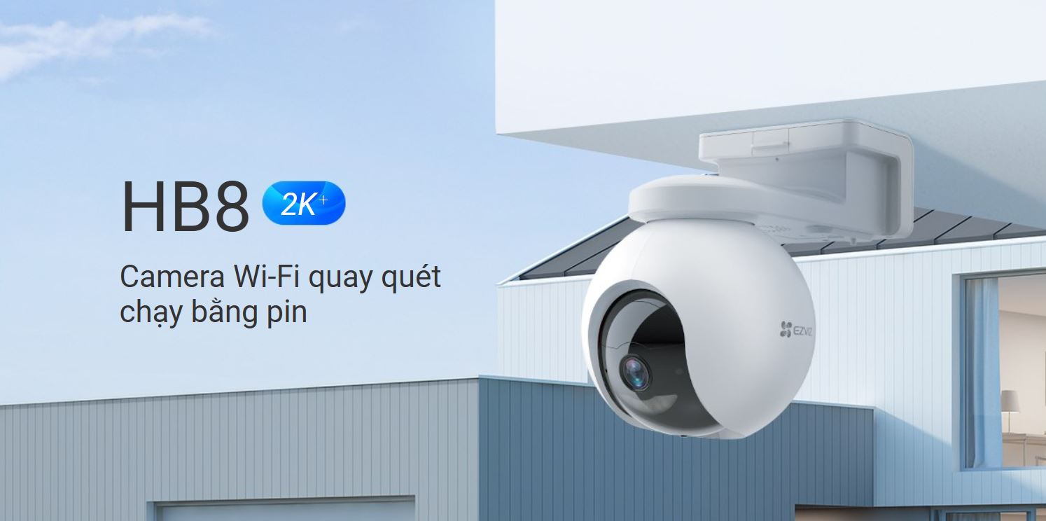 Camera EZVIZ HB8 Lite Kit 2K+ – Camera Dùng Pin Sạc, Camera WiFi Ngoài Trời, Có Màu Ban Đêm