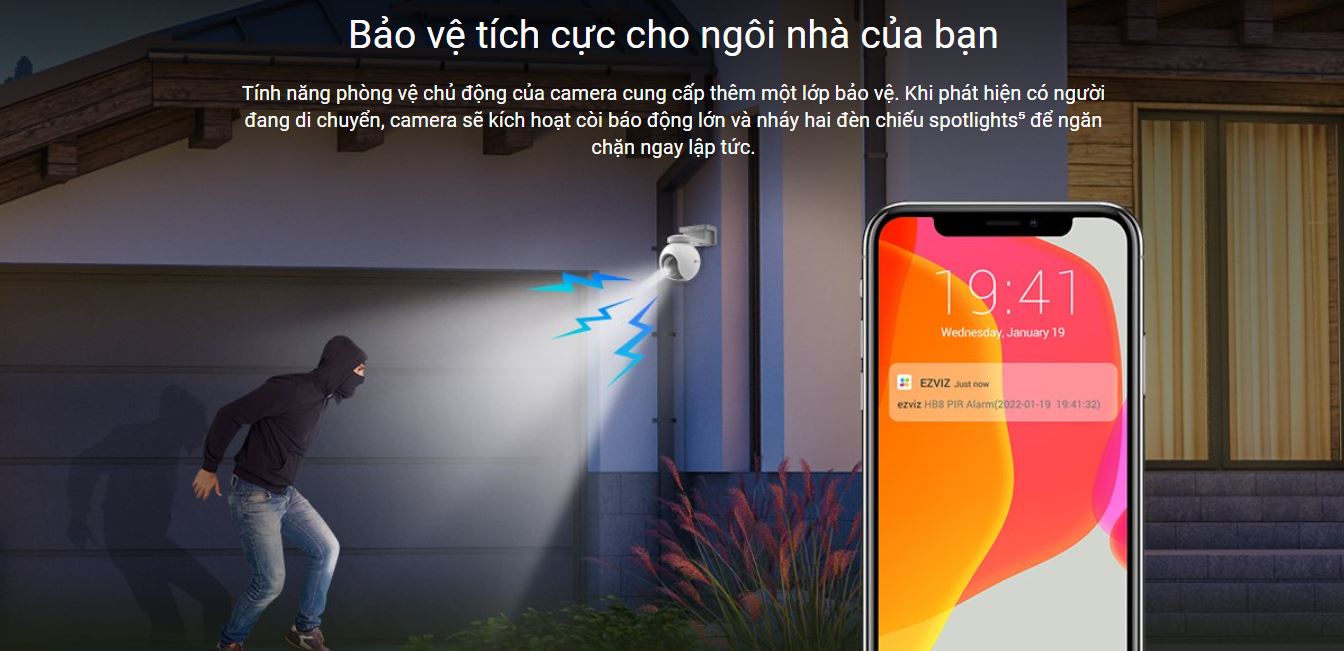 Camera EZVIZ HB8 Lite Kit 2K+ – Camera Dùng Pin Sạc, Camera WiFi Ngoài Trời, Có Màu Ban Đêm