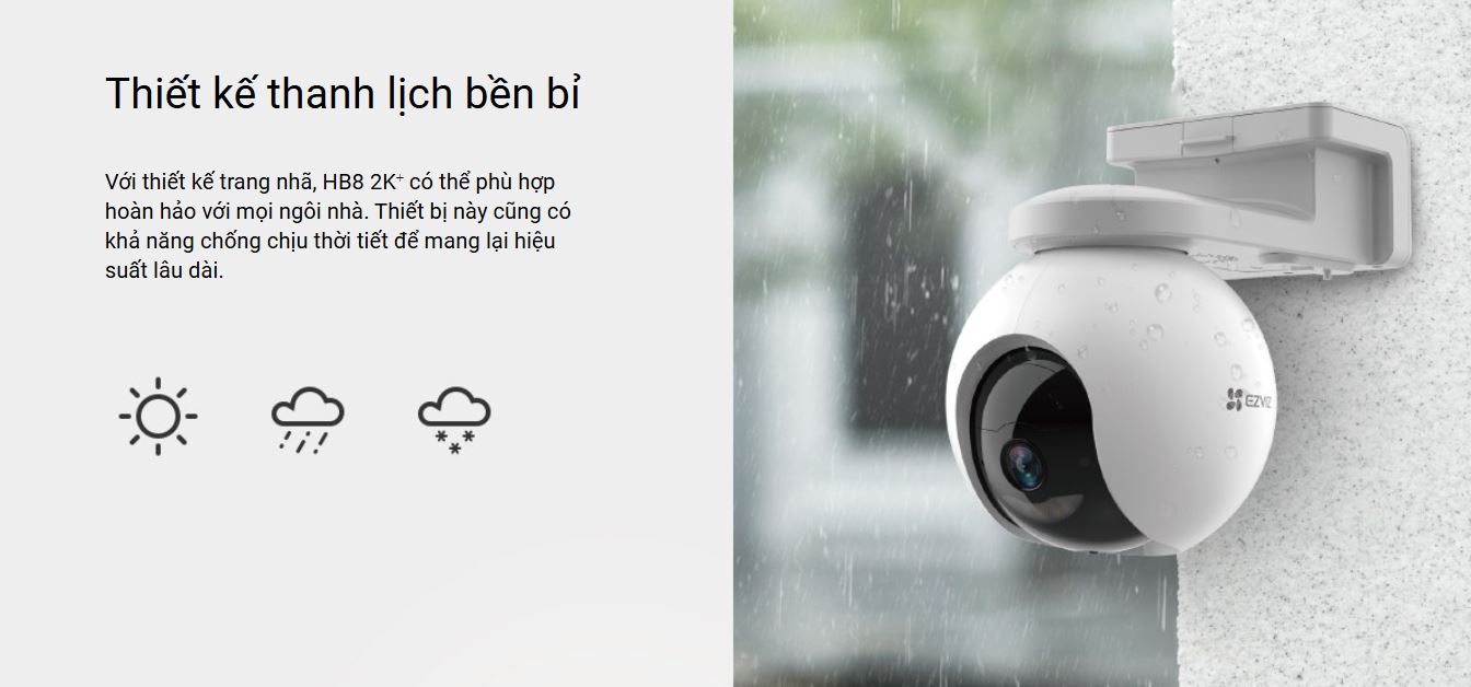 Camera EZVIZ HB8 Lite Kit 2K+ – Camera Dùng Pin Sạc, Camera WiFi Ngoài Trời, Có Màu Ban Đêm