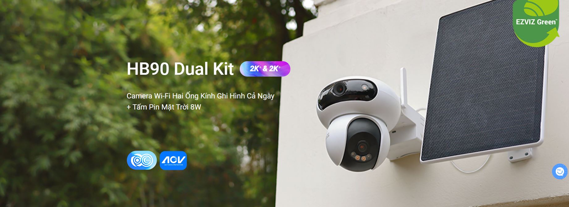 Camera EZVIZ HB90 Dual Kit 2K+ – Camera Dùng Pin Sạc, Ống Kính Kép 4MP, Camera WiFi Ngoài Trời