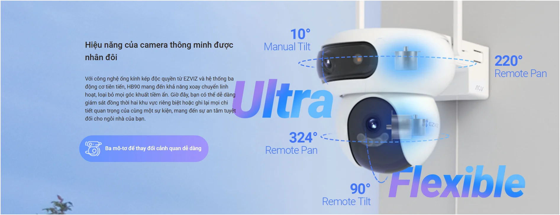 Camera EZVIZ HB90 Dual Kit 2K+ – Camera Dùng Pin Sạc, Ống Kính Kép 4MP, Camera WiFi Ngoài Trời