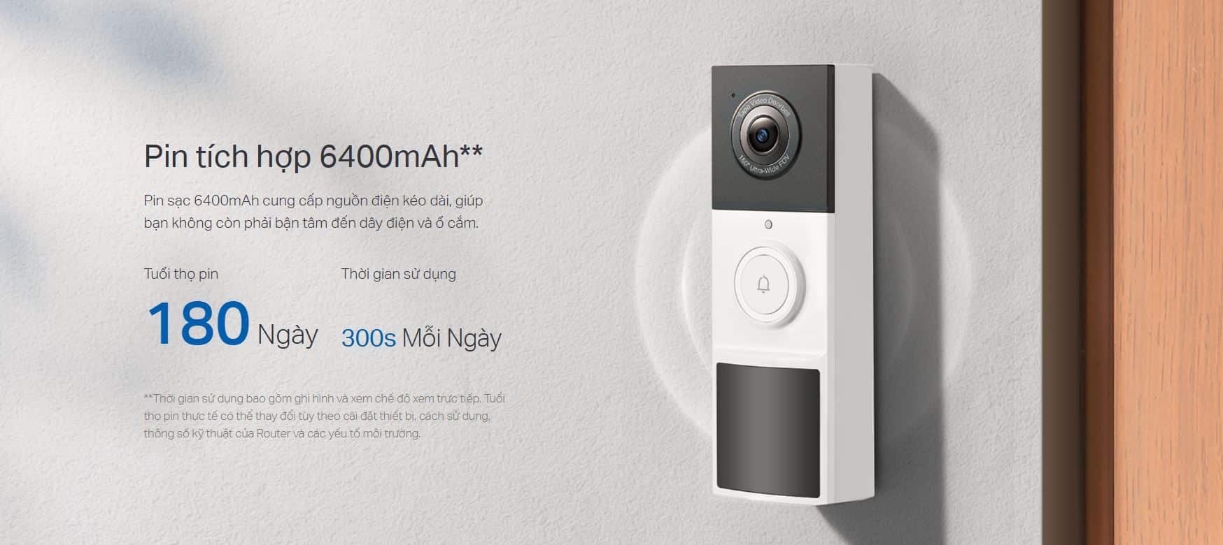 Chuông Cửa TP-Link Tapo D210 - Chuông Cửa WiFi, Tích Hợp Camera, Dùng Pin