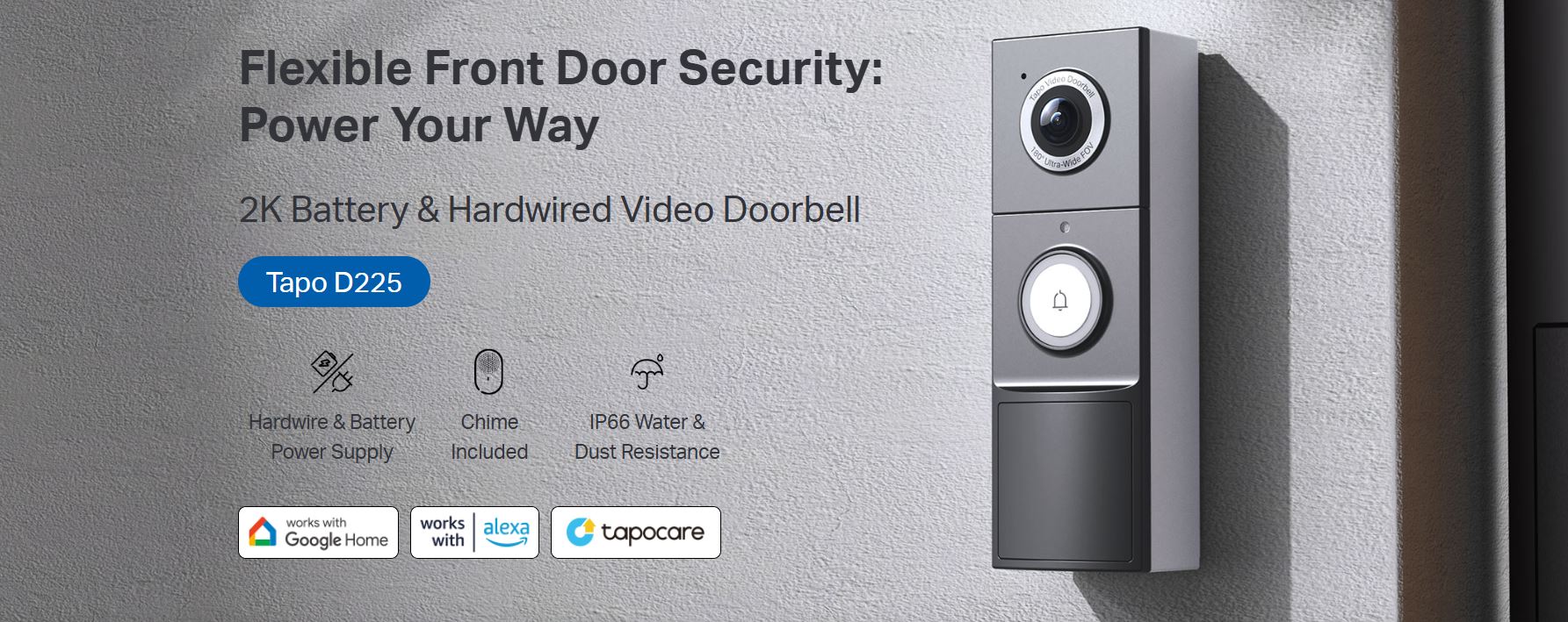 Chuông Cửa TP-Link Tapo D225 - Chuông Cửa WiFi, Tích Hợp Camera, Dùng Pin
