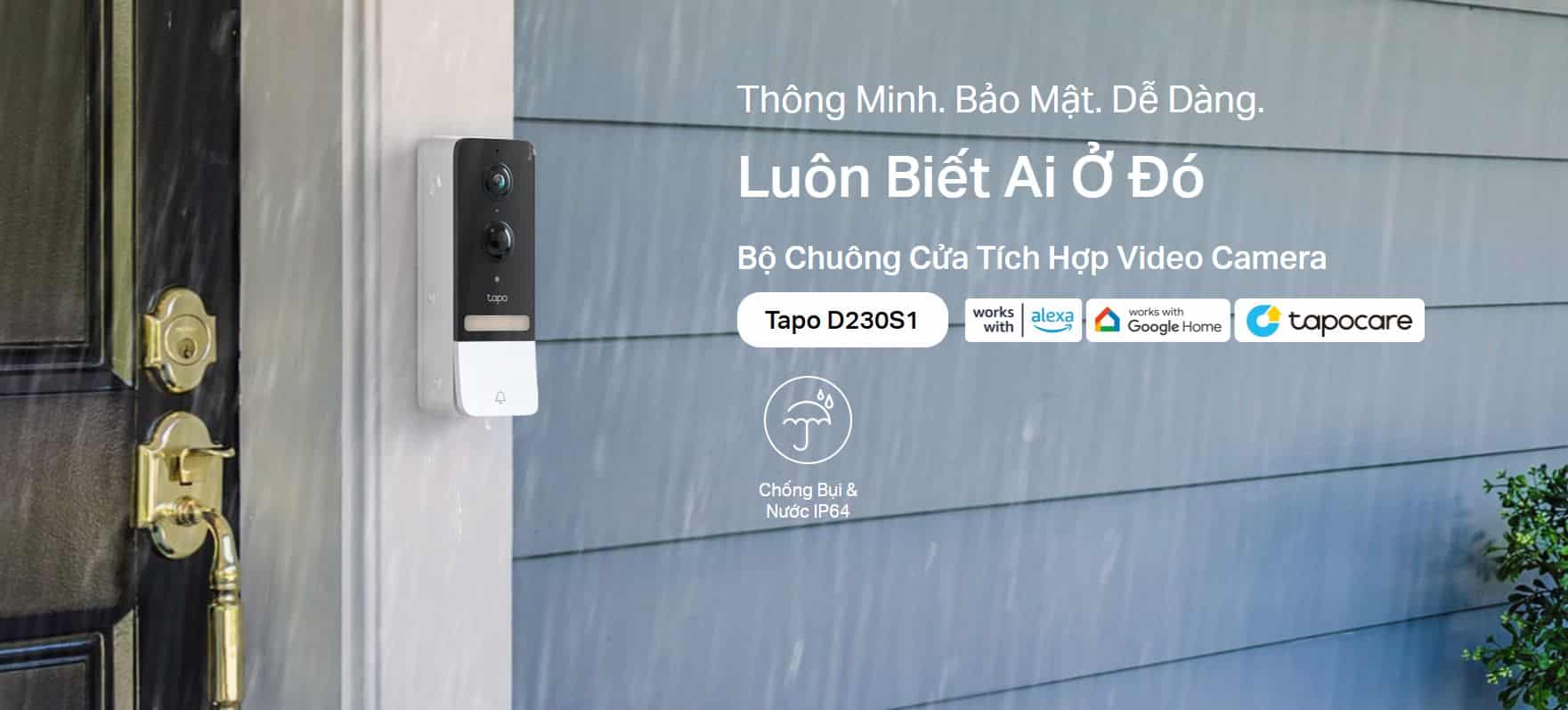 Chuông Cửa TP-Link Tapo Tapo D230S1 - Chuông Cửa WiFi, Tích Hợp Camera, Dùng Pin