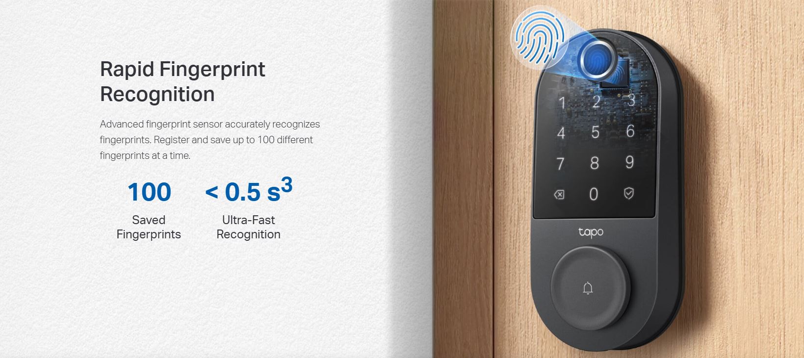 Khóa Cửa TP-Link Tapo DL110 - Khóa Cửa WiFi Thông Minh, Tích Hợp Chuông Cửa, Vân Tay
