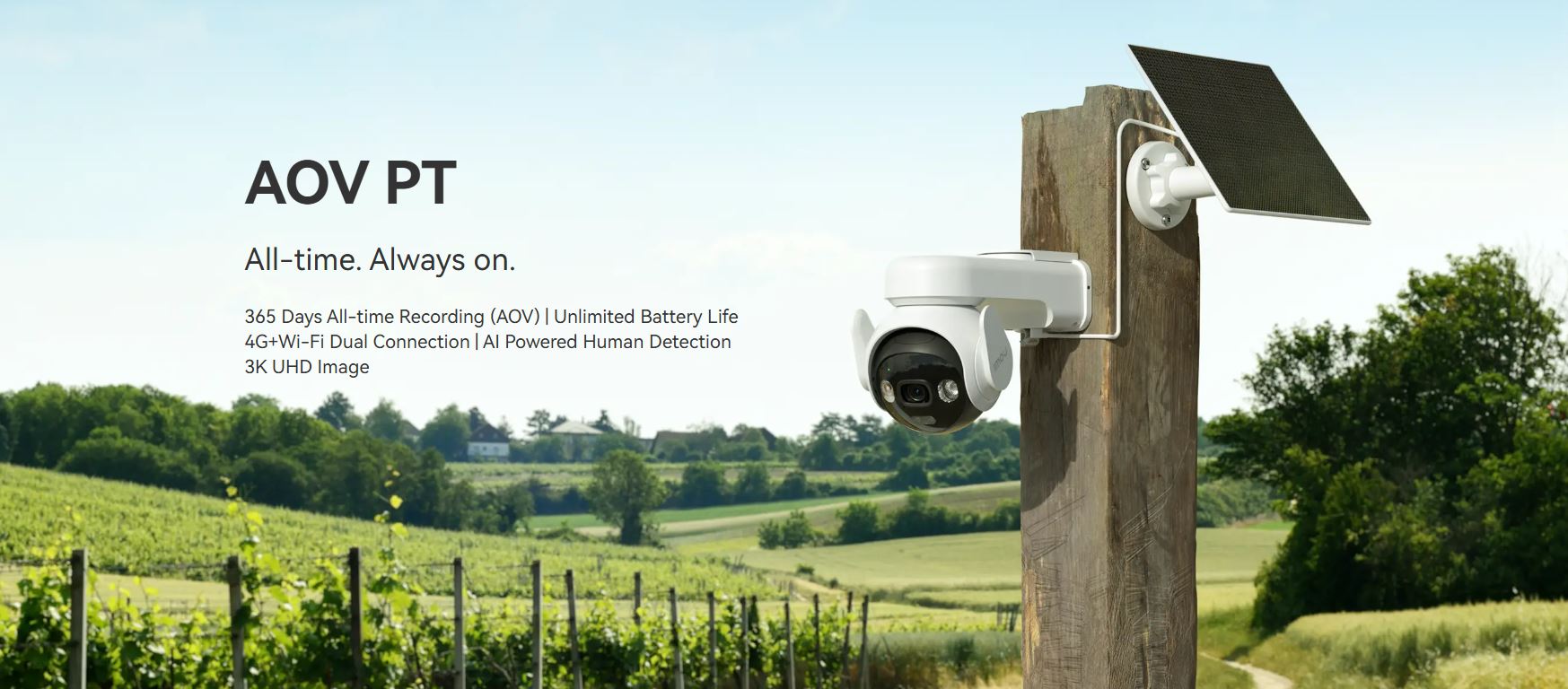 Camera IMOU AOV PT 3K – Camera Dùng Pin Sạc, Camera Dùng Sim 4G, Camera WiFi Ngoài Trời
