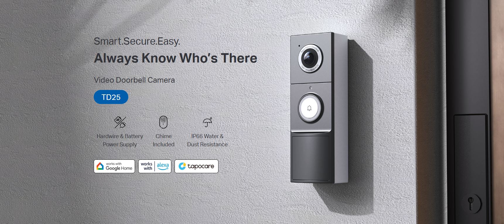 Chuông Cửa TP-Link Tapo TD25 - Chuông Cửa WiFi, Tích Hợp Camera, Dùng Pin