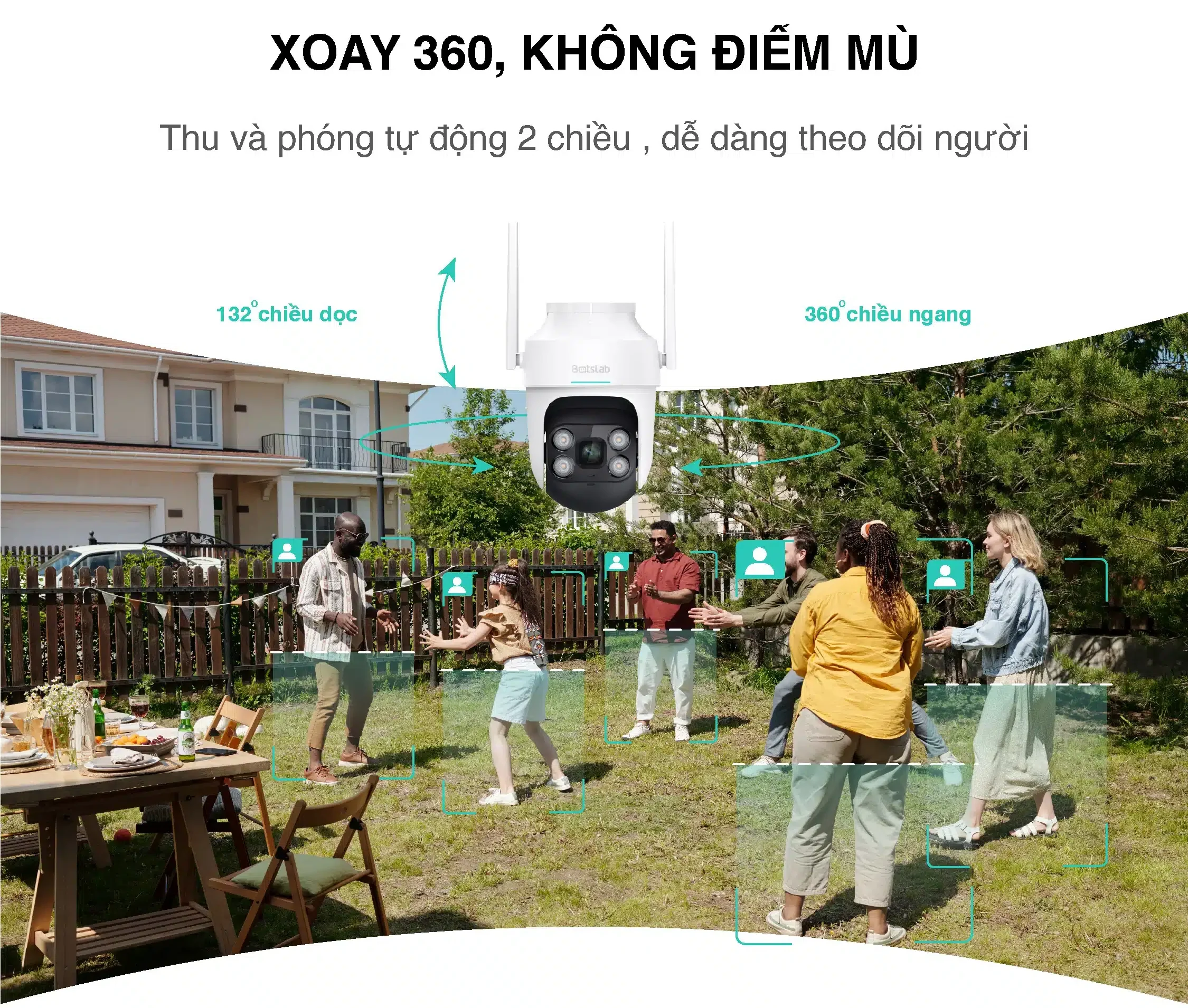 Camera Botslab W312 2.5K – Camera WiFi Ngoài Trời 4MP, Xoay 360, Công Nghệ AI Thông Minh