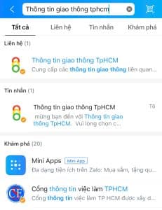 Tài khoản OA của Thông tin giao thông TPHCM