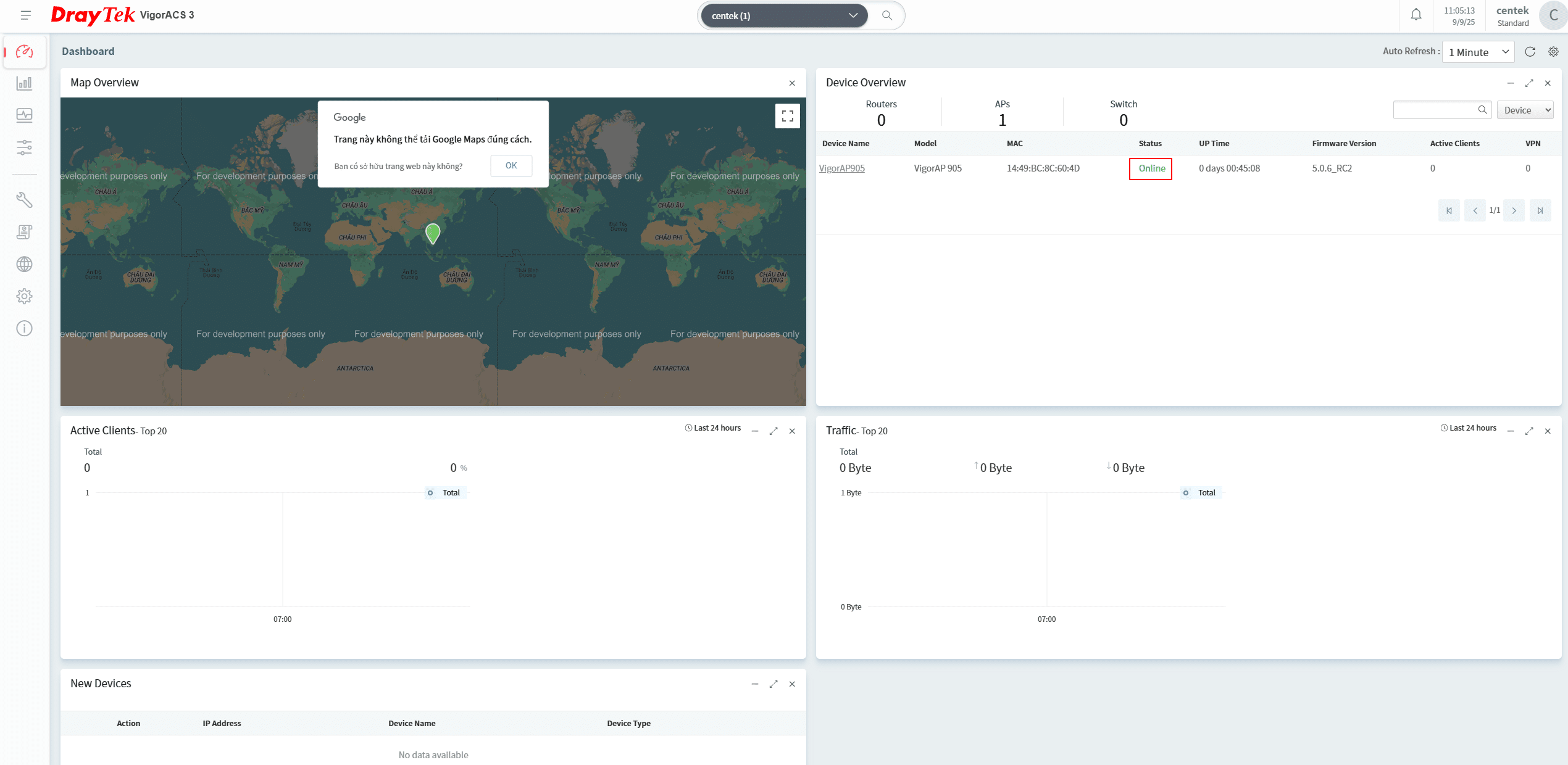 Thiết bị đã được thêm vào cloud draytek