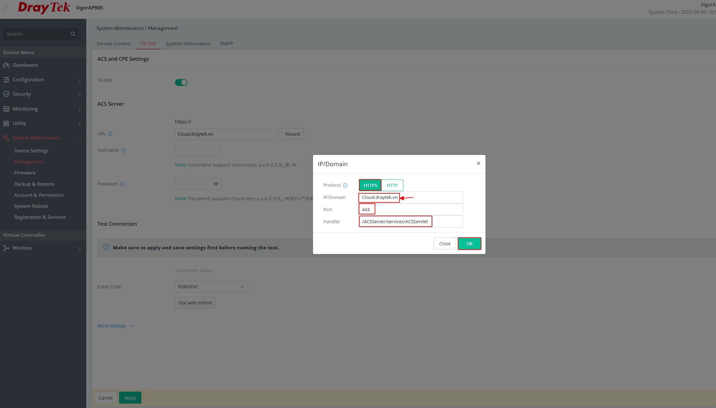 Điền cloud draytek