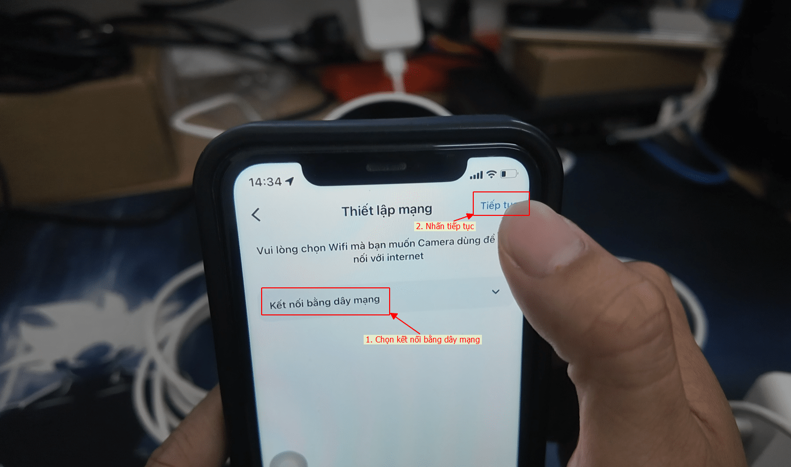 Kết nối bằng mạng LAN trên app Hanet connect