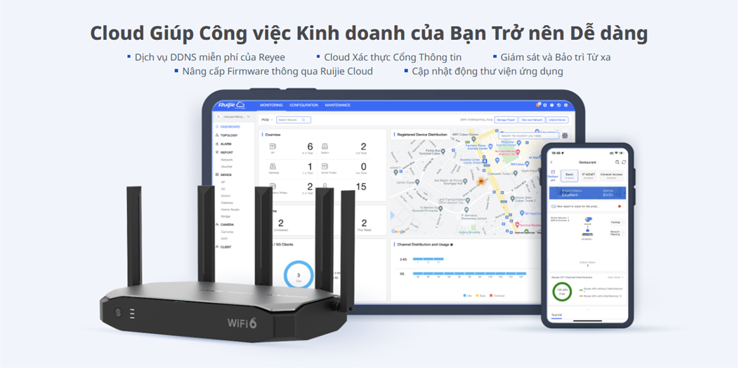 Quản lý router Ruijie Reyee RG-EG105GW-X qua Ruijie Cloud và Mesh