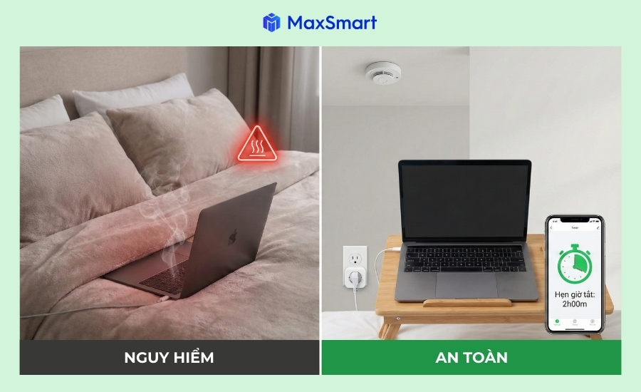 Sạc laptop trên nệm