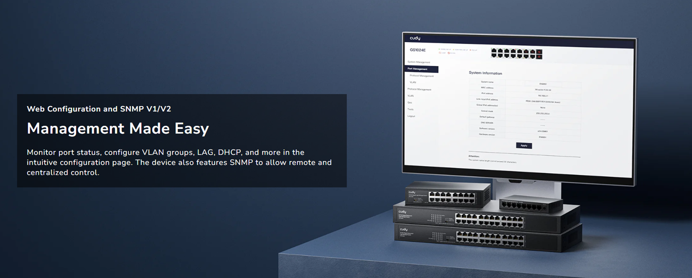 Giao diện quản lý Web trên Switch Cudy GS1016E Managed Gigabit
