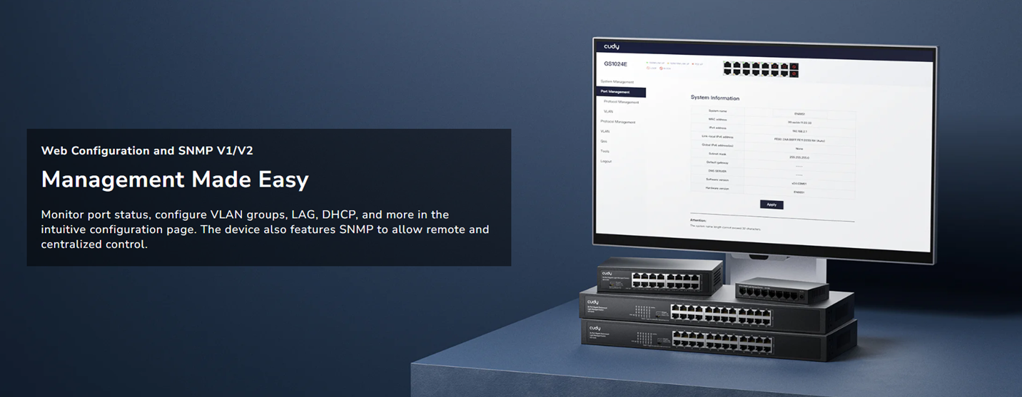 Giao diện quản lý Web trên GS1024E Light Managed