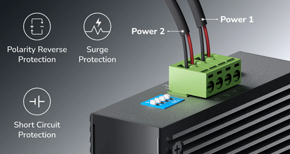 Switch công nghiệp Cudy IG1005P lắp DIN-Rail với nguồn DC kép