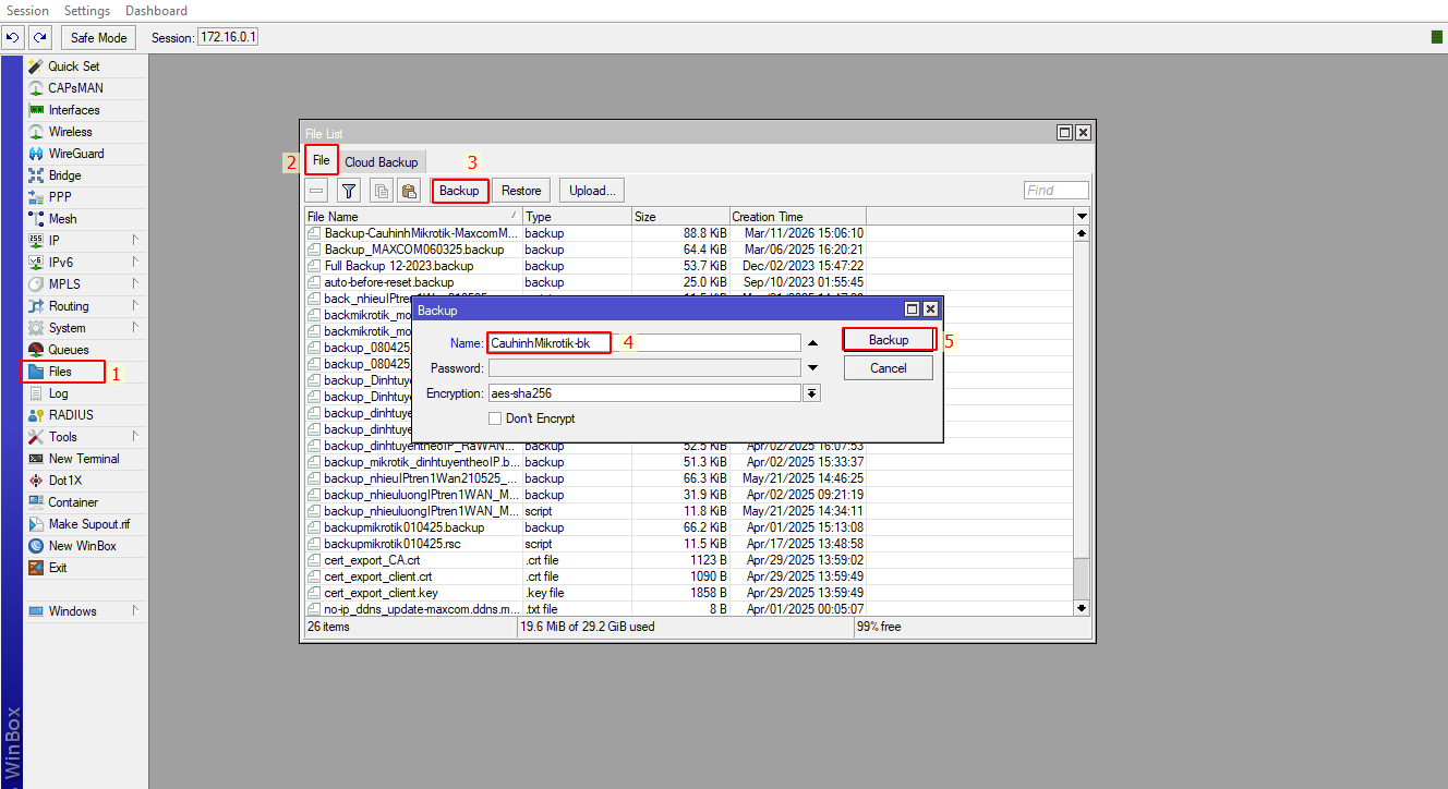 Backup file cấu hình