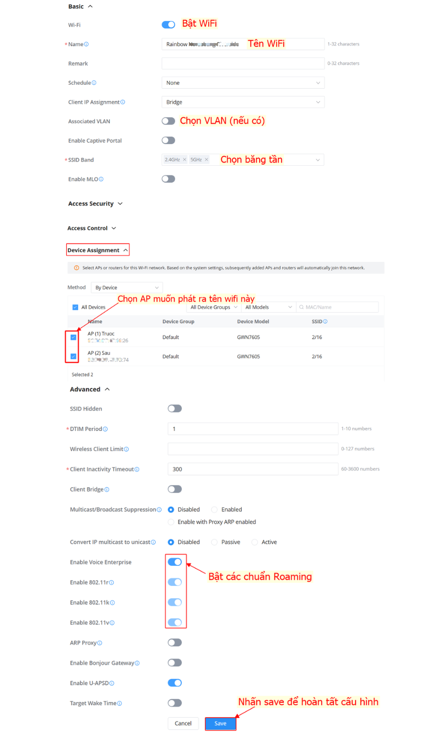 Điền các thông số cho wifi